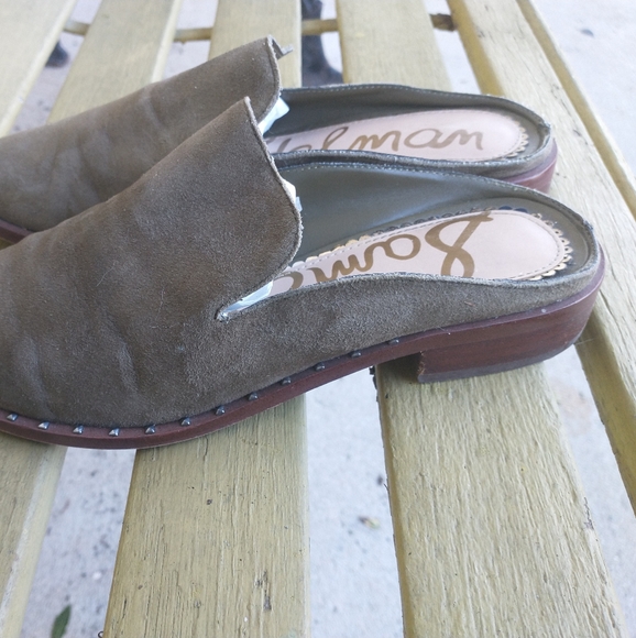 Sam Edelman Olive Suede Llewellyn Studded Mules Flats Size 6 - Picture 4 of 6